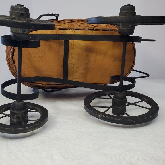 Antique Vintage Victorian Wicker Metal Stroller Doll Carriage Buggy - Picture 7 of 14